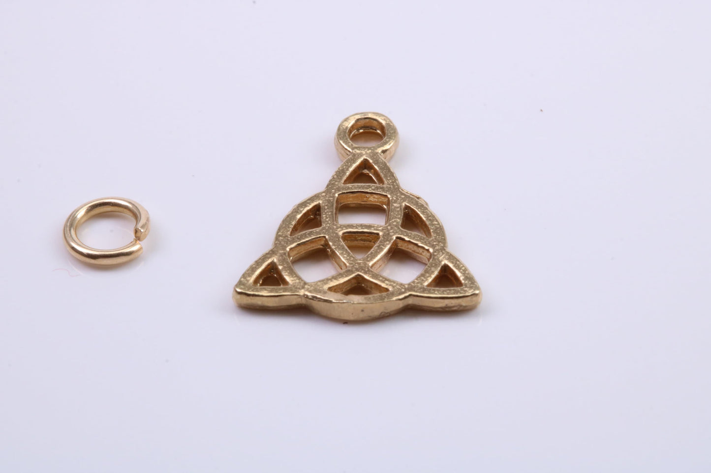 Trinity Knot Charm, Traditional Charm, Made from Solid 9ct Yellow Gold, British Hallmarked, Complete with Attachment Link