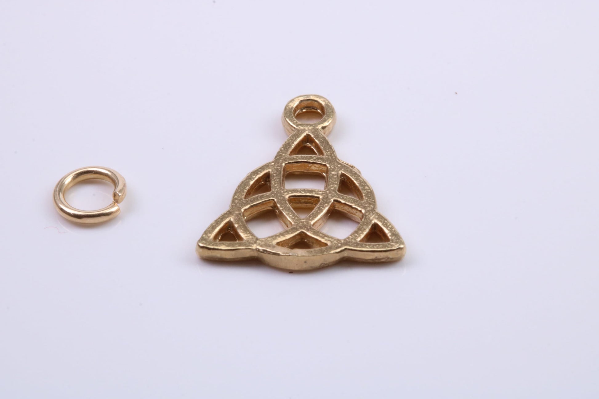 Trinity Knot Charm, Traditional Charm, Made from Solid 9ct Yellow Gold, British Hallmarked, Complete with Attachment Link