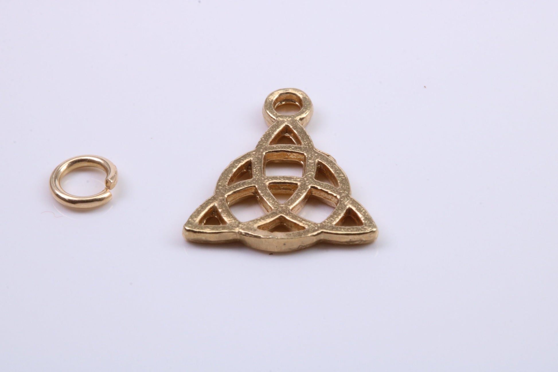 Trinity Knot Charm, Traditional Charm, Made from Solid 14K Yellow Gold, British Hallmarked, Complete with Attachment Link