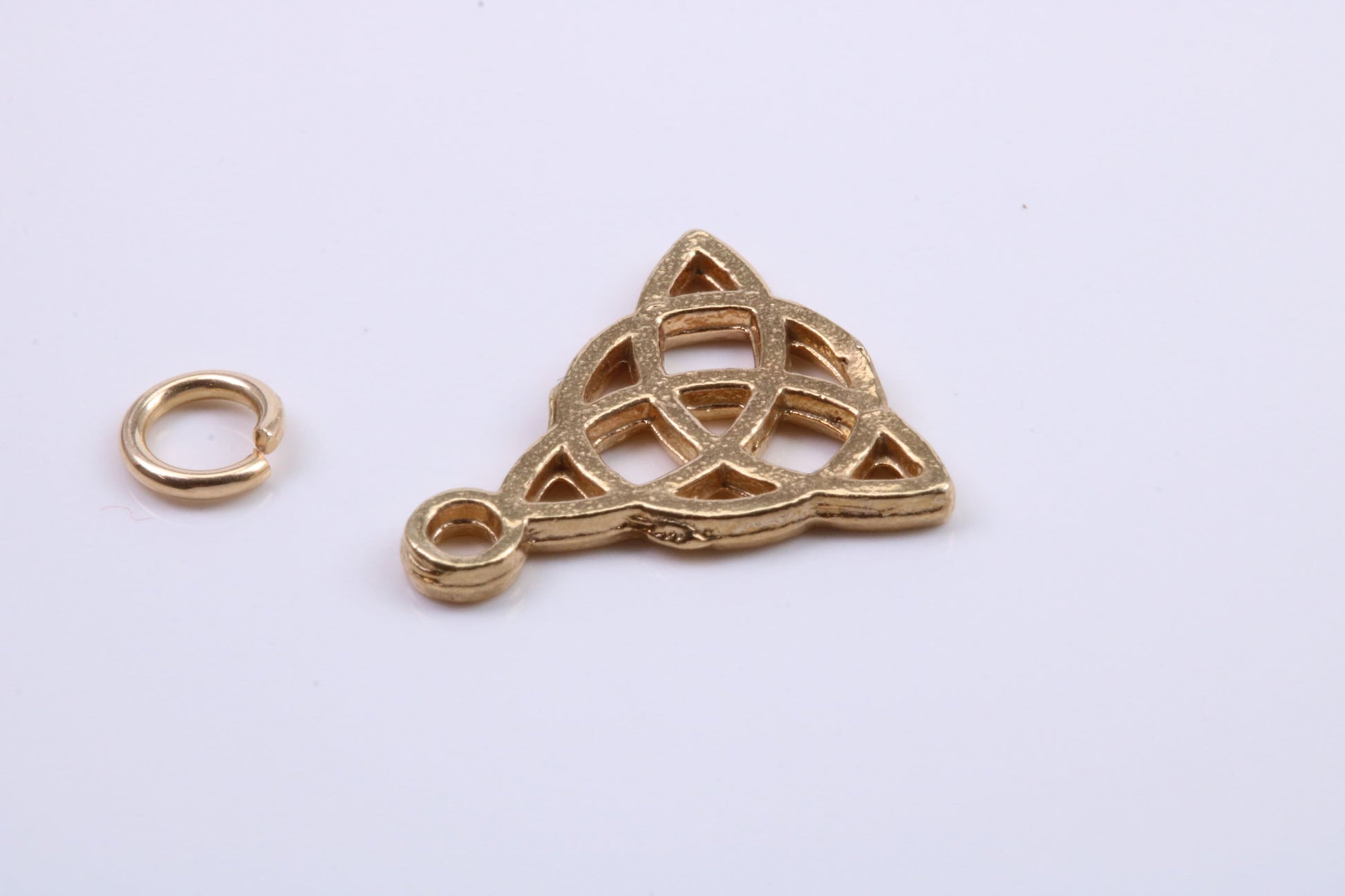 Trinity Knot Charm, Traditional Charm, Made from Solid 9ct Yellow Gold, British Hallmarked, Complete with Attachment Link