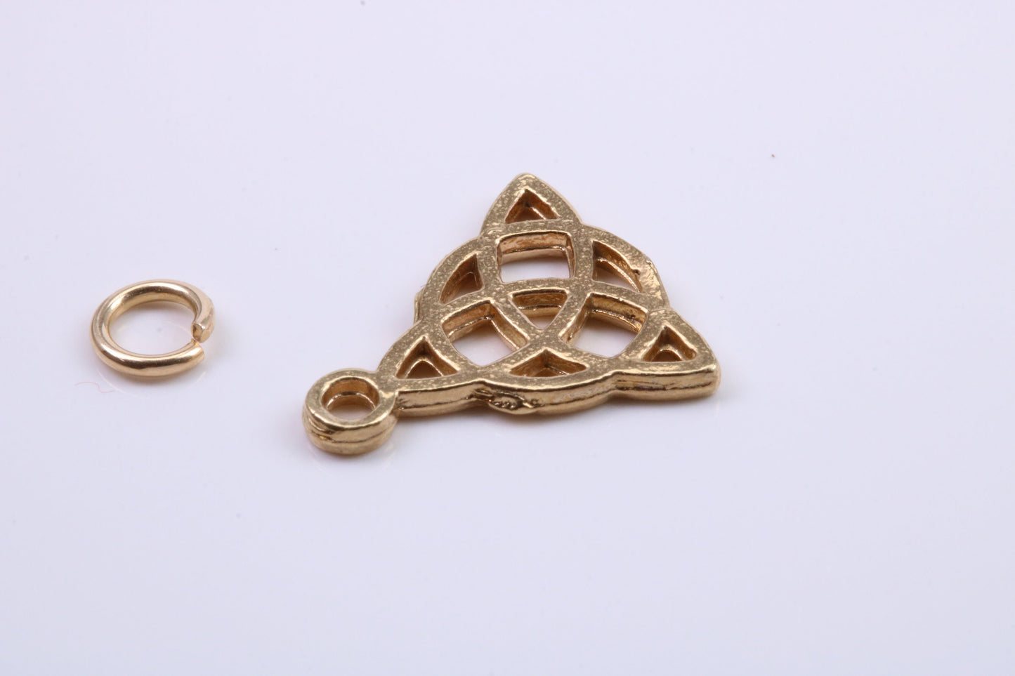 Trinity Knot Charm, Traditional Charm, Made from Solid 14K Yellow Gold, British Hallmarked, Complete with Attachment Link