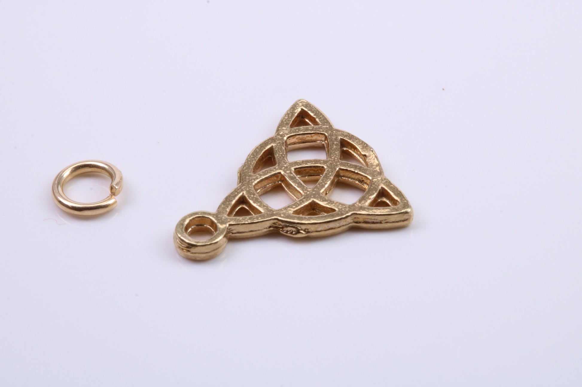 Trinity Knot Charm, Traditional Charm, Made from Solid 14K Yellow Gold, British Hallmarked, Complete with Attachment Link