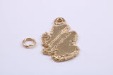 Map of Scotland Charm, Traditional Charm, Made from Solid 9ct Yellow Gold, British Hallmarked, Complete with Attachment Link