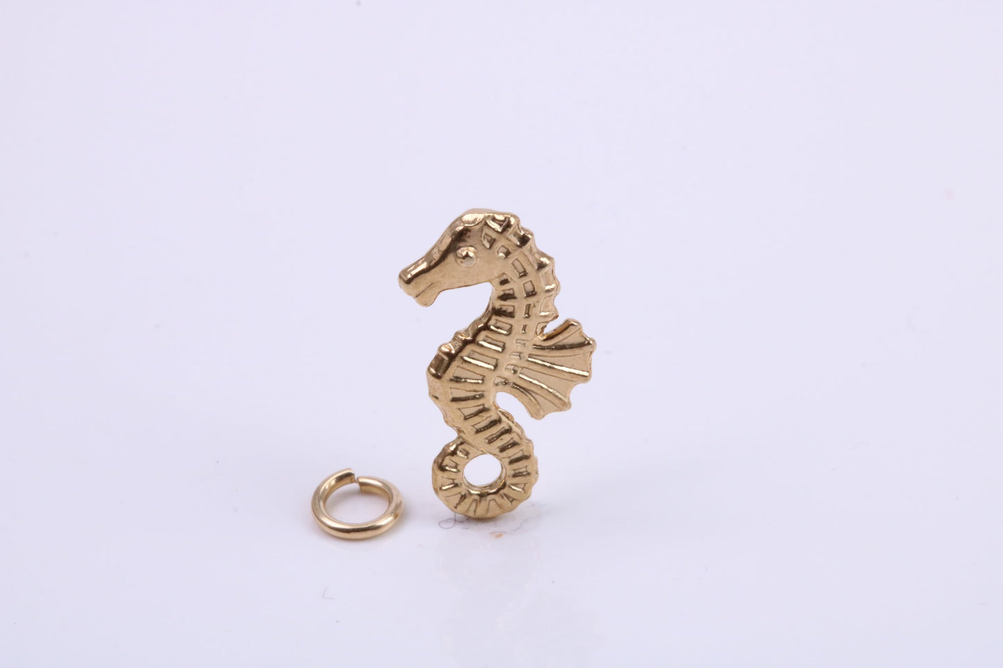 Sea Horse Charm, Traditional Charm, Made from Solid 9ct Yellow Gold, British Hallmarked, Complete with Attachment Link