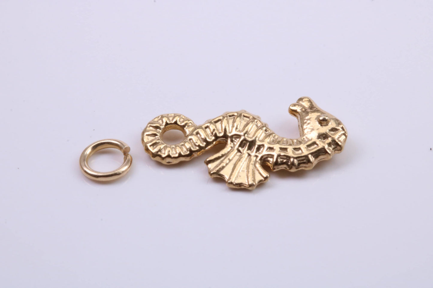 Sea Horse Charm, Traditional Charm, Made from Solid 9ct Yellow Gold, British Hallmarked, Complete with Attachment Link