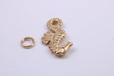 Sea Horse Charm, Traditional Charm, Made from Solid 9ct Yellow Gold, British Hallmarked, Complete with Attachment Link