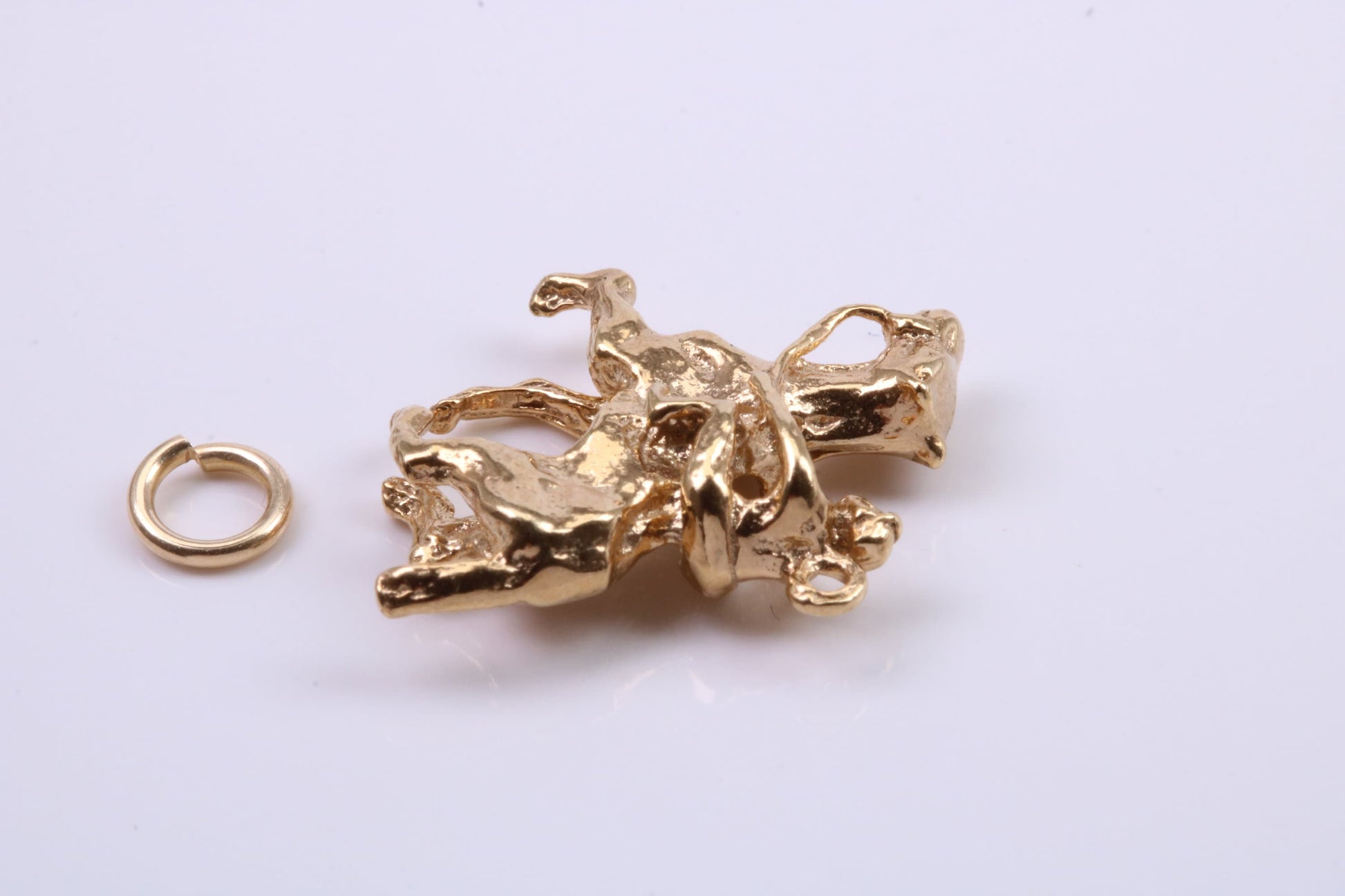 Jockey on Horse Charm, Traditional Charm, Made from Solid 9ct Yellow Gold, British Hallmarked, Complete with Attachment Link