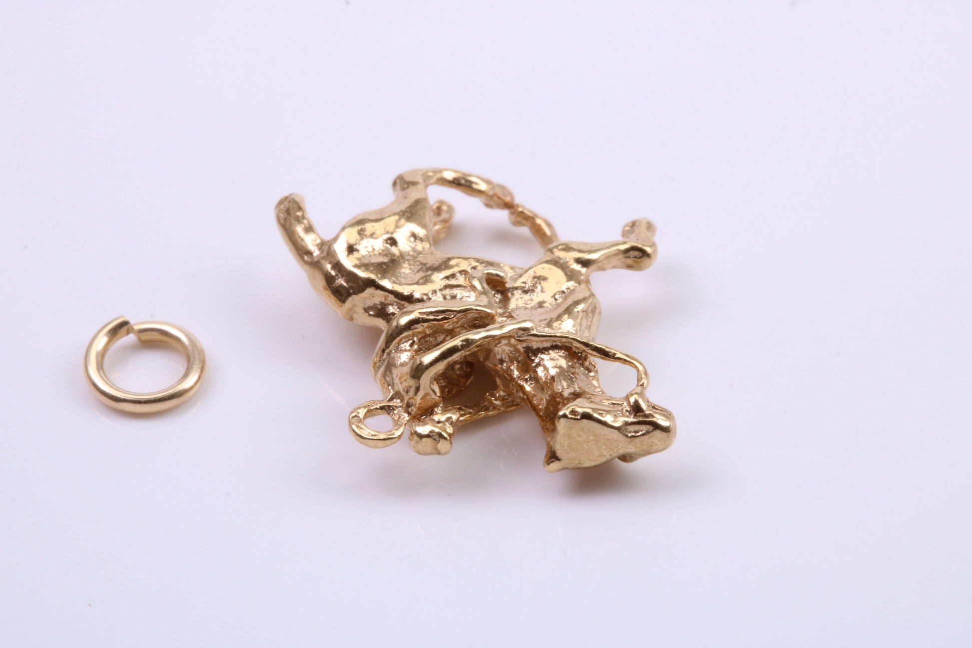 Jockey on Horse Charm, Traditional Charm, Made from Solid 9ct Yellow Gold, British Hallmarked, Complete with Attachment Link