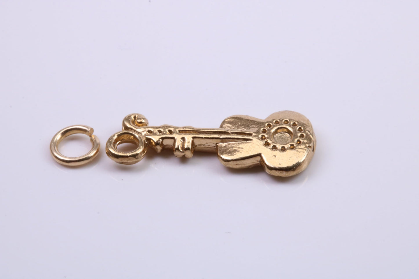 Guitar Charm, Traditional Charm, Made from Solid 9ct Yellow Gold, British Hallmarked, Complete with Attachment Link