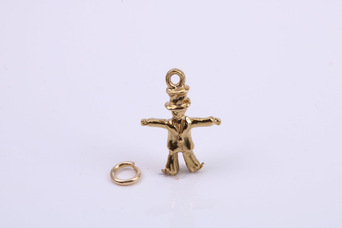 Scarecrow Charm, Traditional Charm, Made from Solid 9ct Yellow Gold, British Hallmarked, Complete with Attachment Link