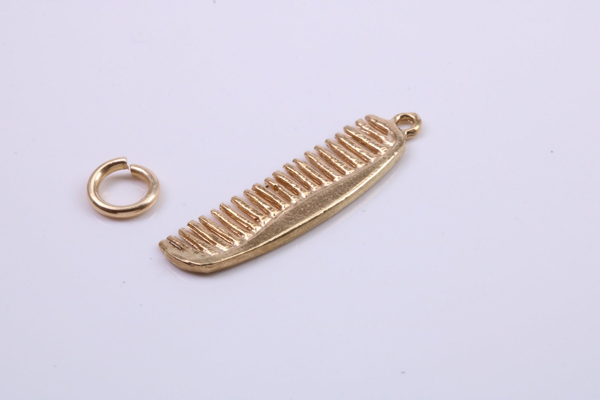 Hair Comb Charm, Traditional Charm, Made from Solid 9ct Yellow Gold, British Hallmarked, Complete with Attachment Link