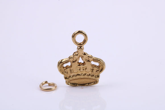 Royal Crown Charm, Traditional Charm, Made from Solid 9ct Yellow Gold, British Hallmarked, Complete with Attachment Link