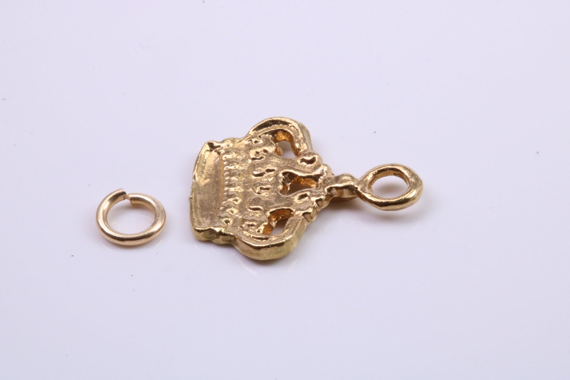 Royal Crown Charm, Traditional Charm, Made from Solid 9ct Yellow Gold, British Hallmarked, Complete with Attachment Link