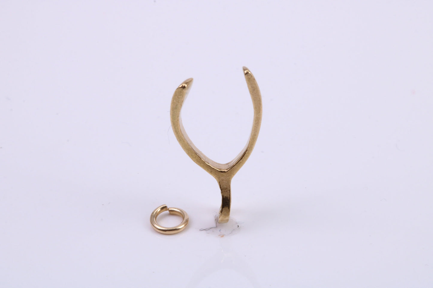 Wish Bone Charm, Traditional Charm, Made from Solid 9ct Yellow Gold, British Hallmarked, Complete with Attachment Link