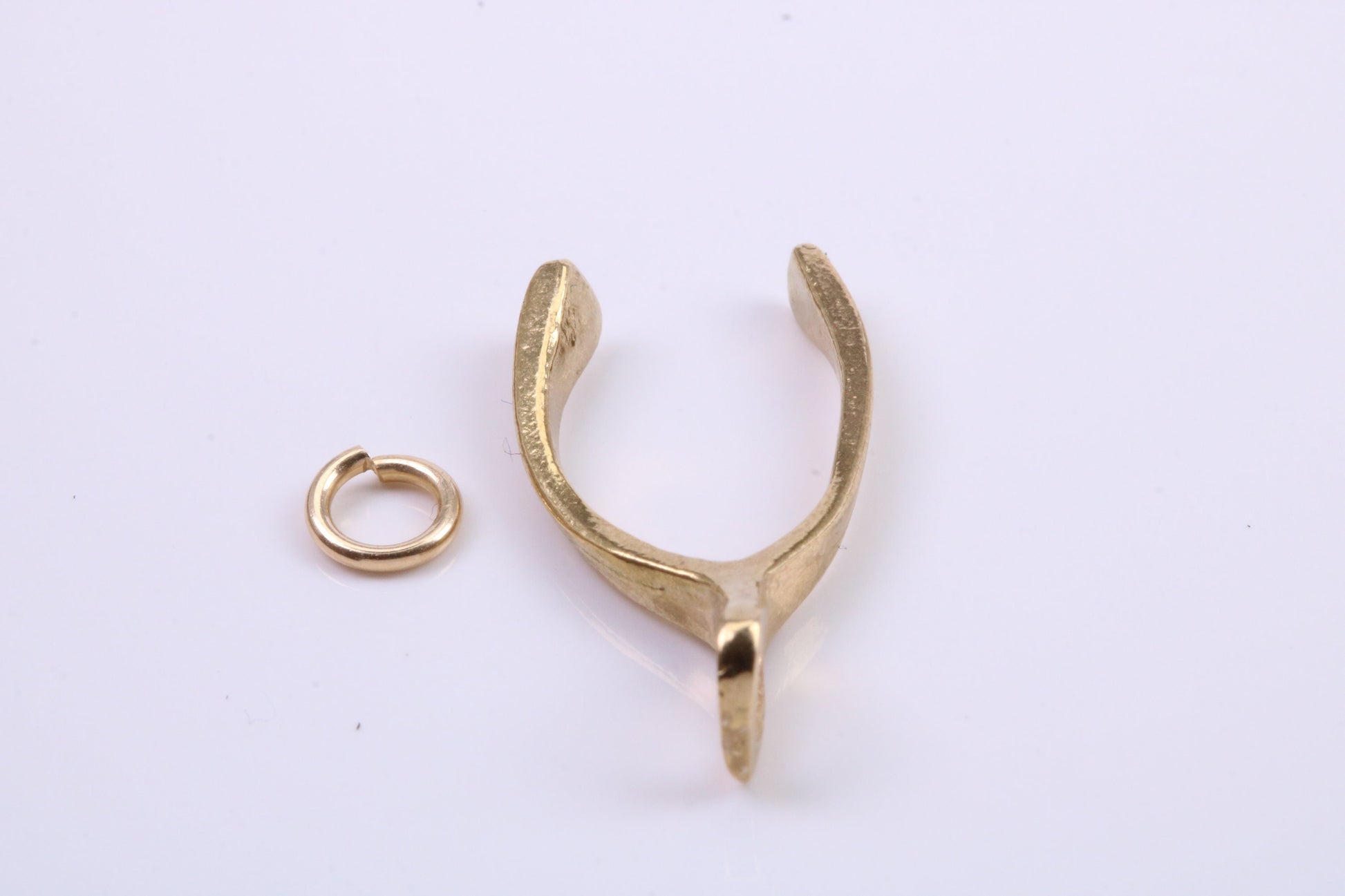 Wish Bone Charm, Traditional Charm, Made from Solid 9ct Yellow Gold, British Hallmarked, Complete with Attachment Link