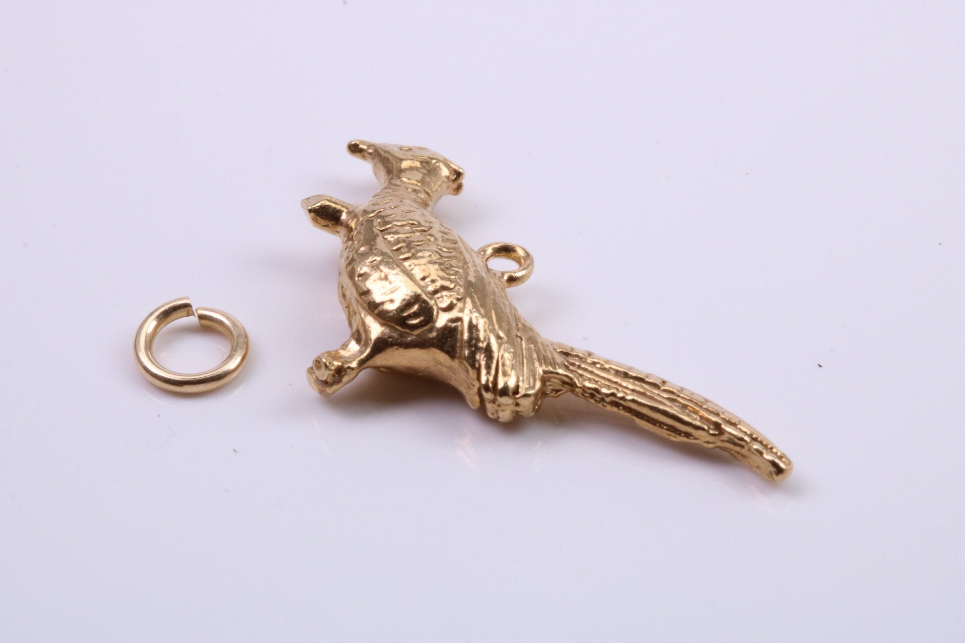 Pheasant Charm, Traditional Charm, Made from Solid 9ct Yellow Gold, British Hallmarked, Complete with Attachment Link