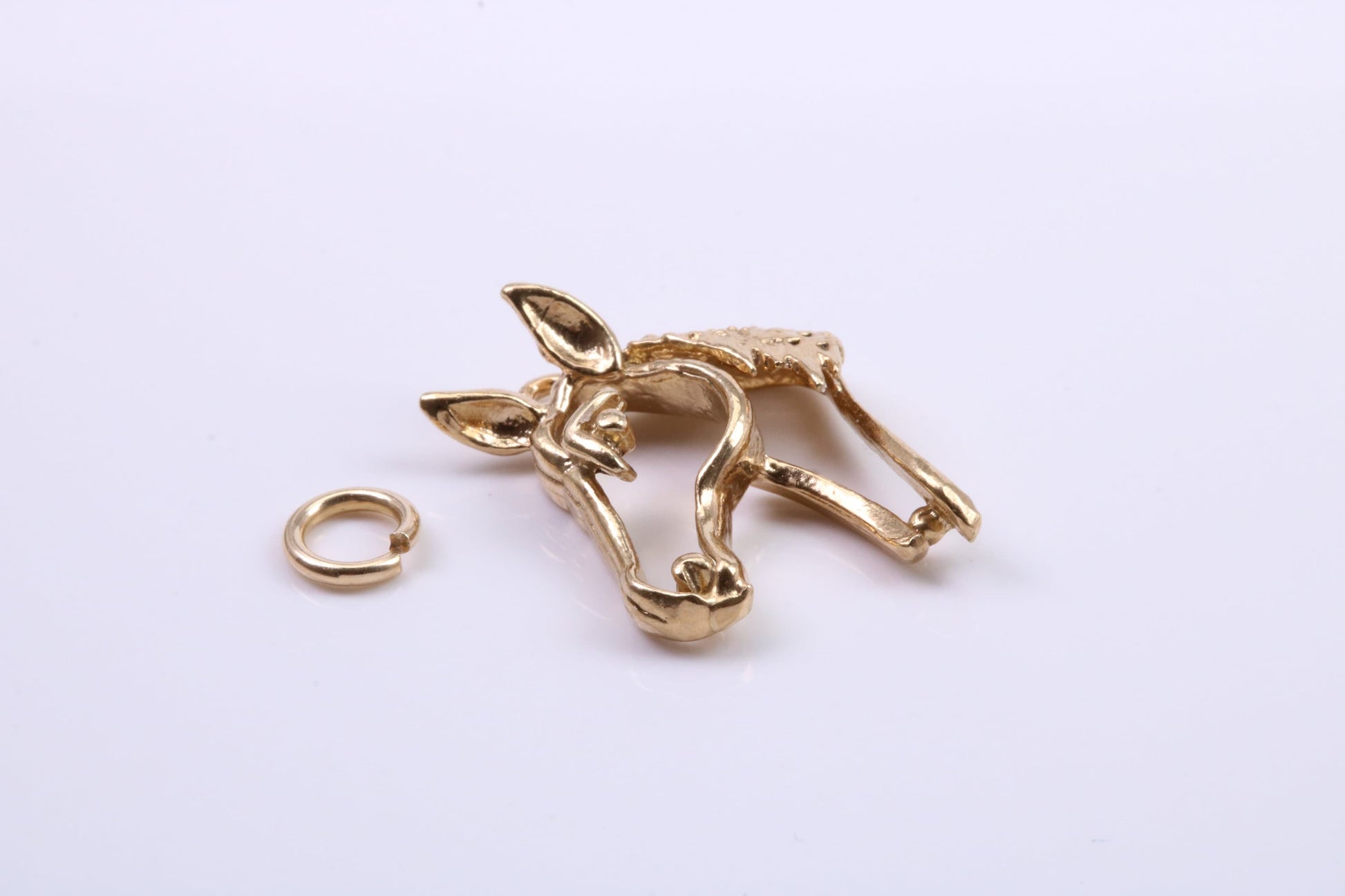 Horse Head Charm, Traditional Charm, Made from Solid 9ct Yellow Gold, British Hallmarked, Complete with Attachment Link