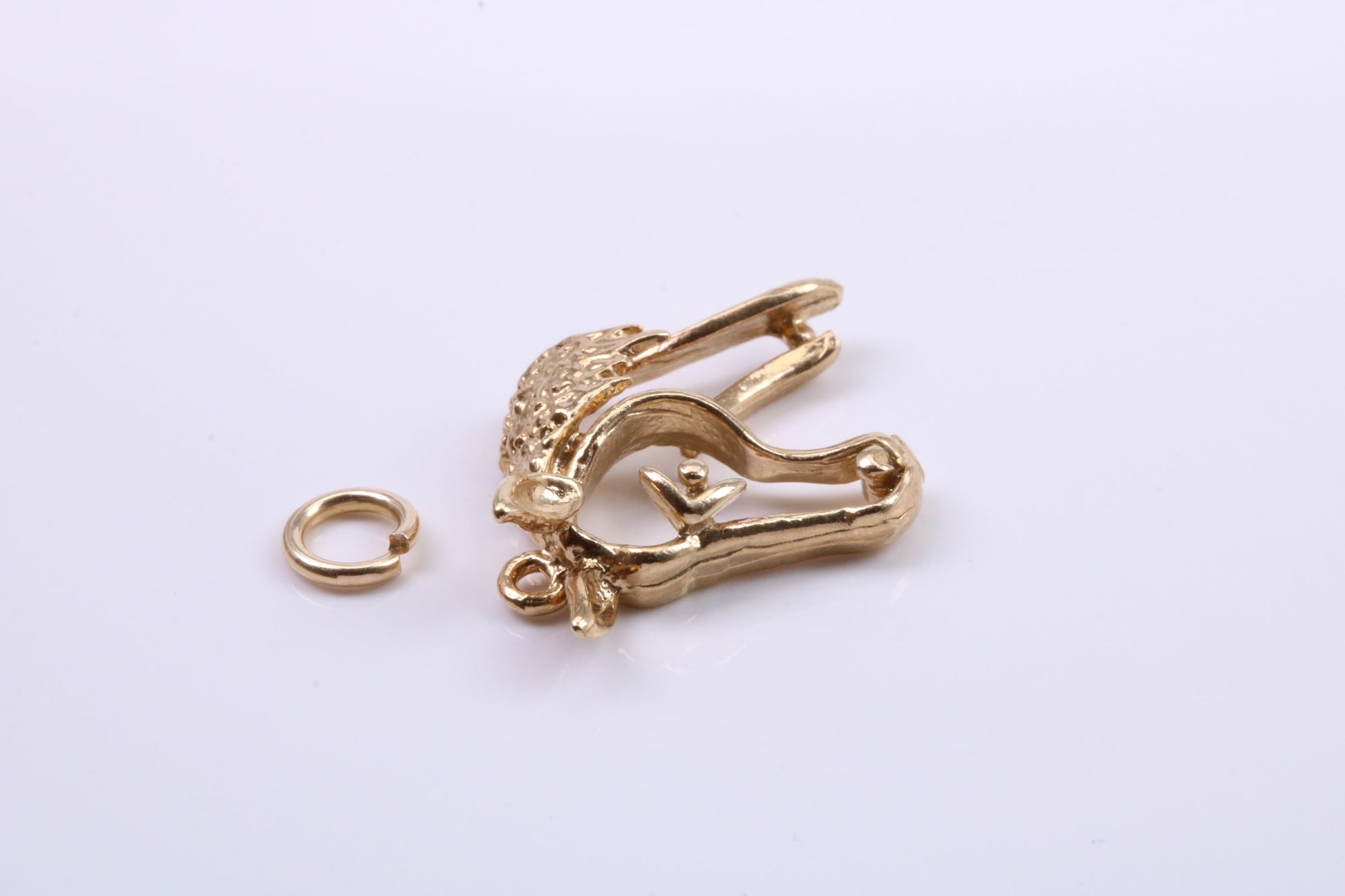 Horse Head Charm, Traditional Charm, Made from Solid 9ct Yellow Gold, British Hallmarked, Complete with Attachment Link