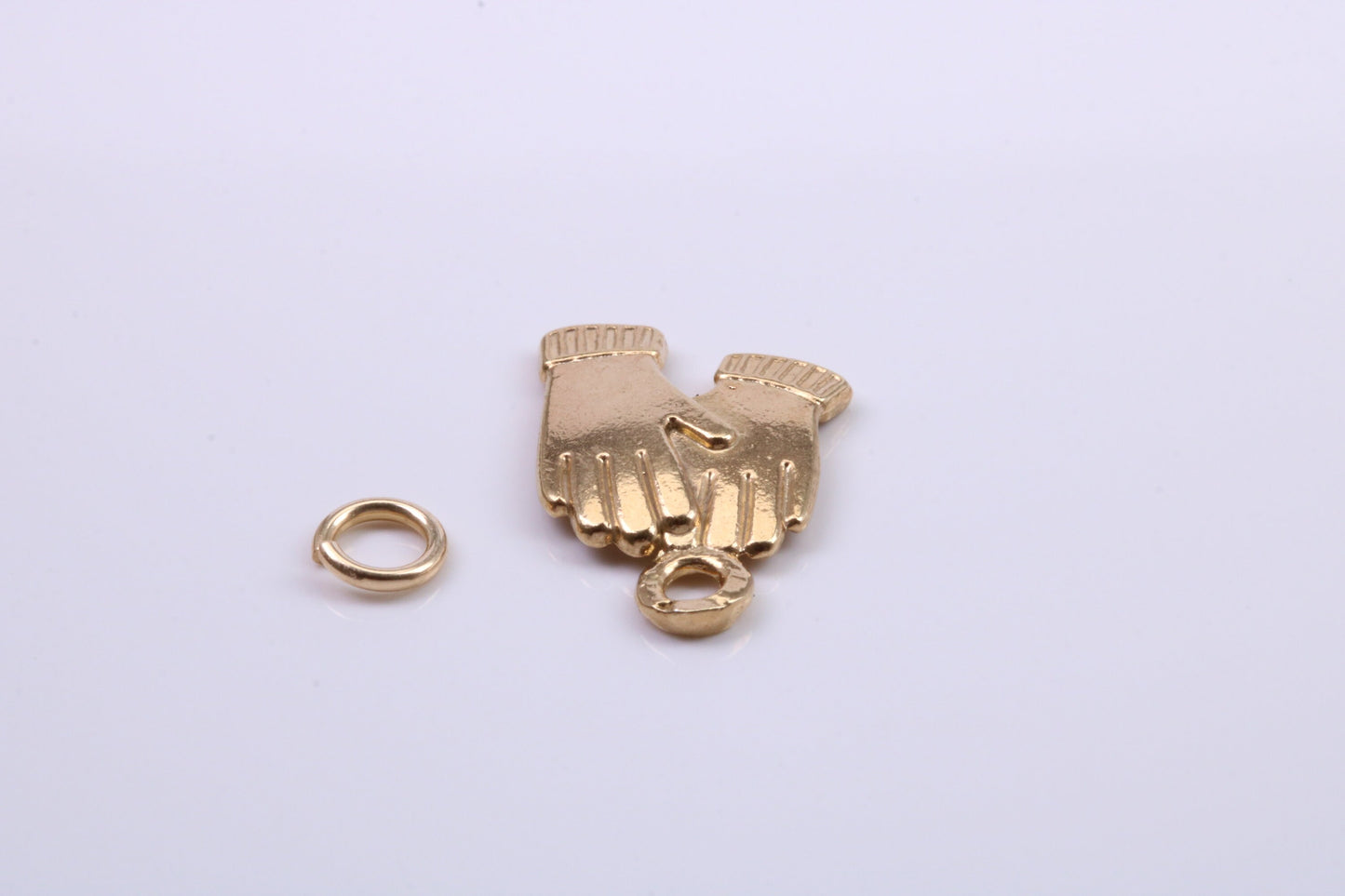 Gloves Charm, Traditional Charm, Made from Solid 9ct Yellow Gold, British Hallmarked, Complete with Attachment Link