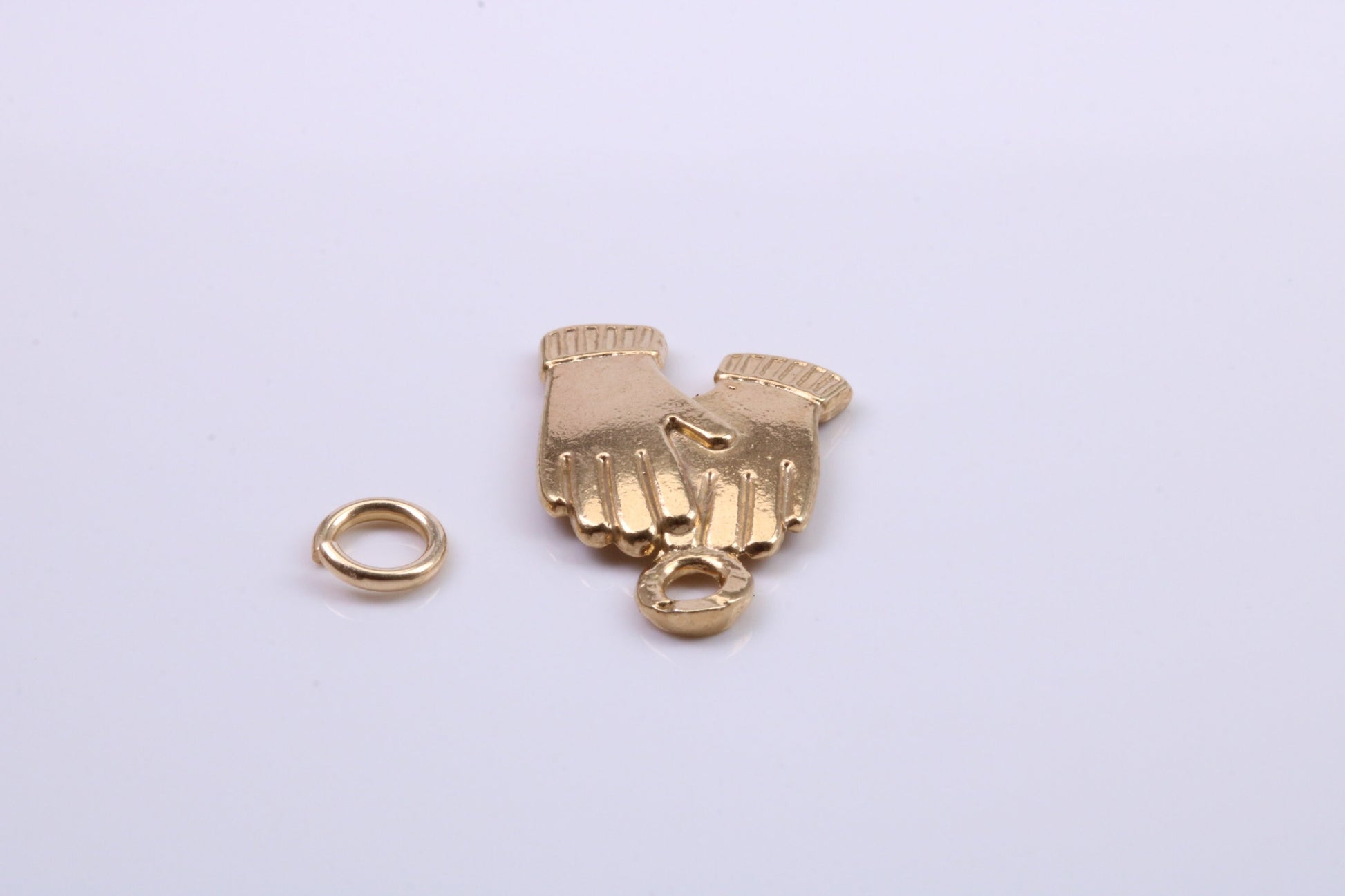 Gloves Charm, Traditional Charm, Made from Solid 9ct Yellow Gold, British Hallmarked, Complete with Attachment Link