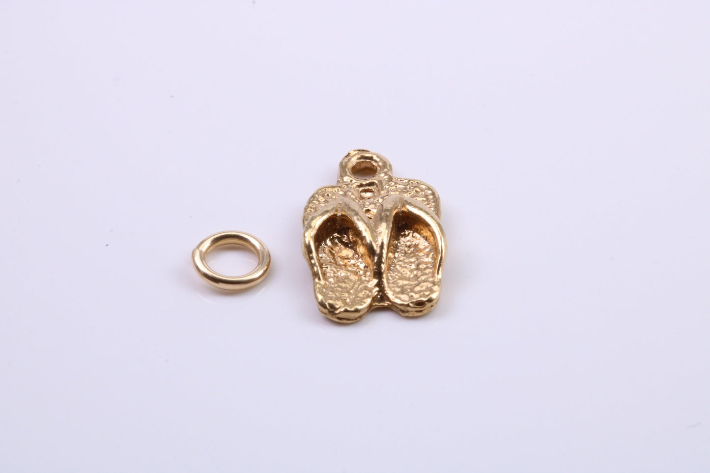 Flip Flops Charm, Traditional Charm, Made from Solid 9ct Yellow Gold, British Hallmarked, Complete with Attachment Link