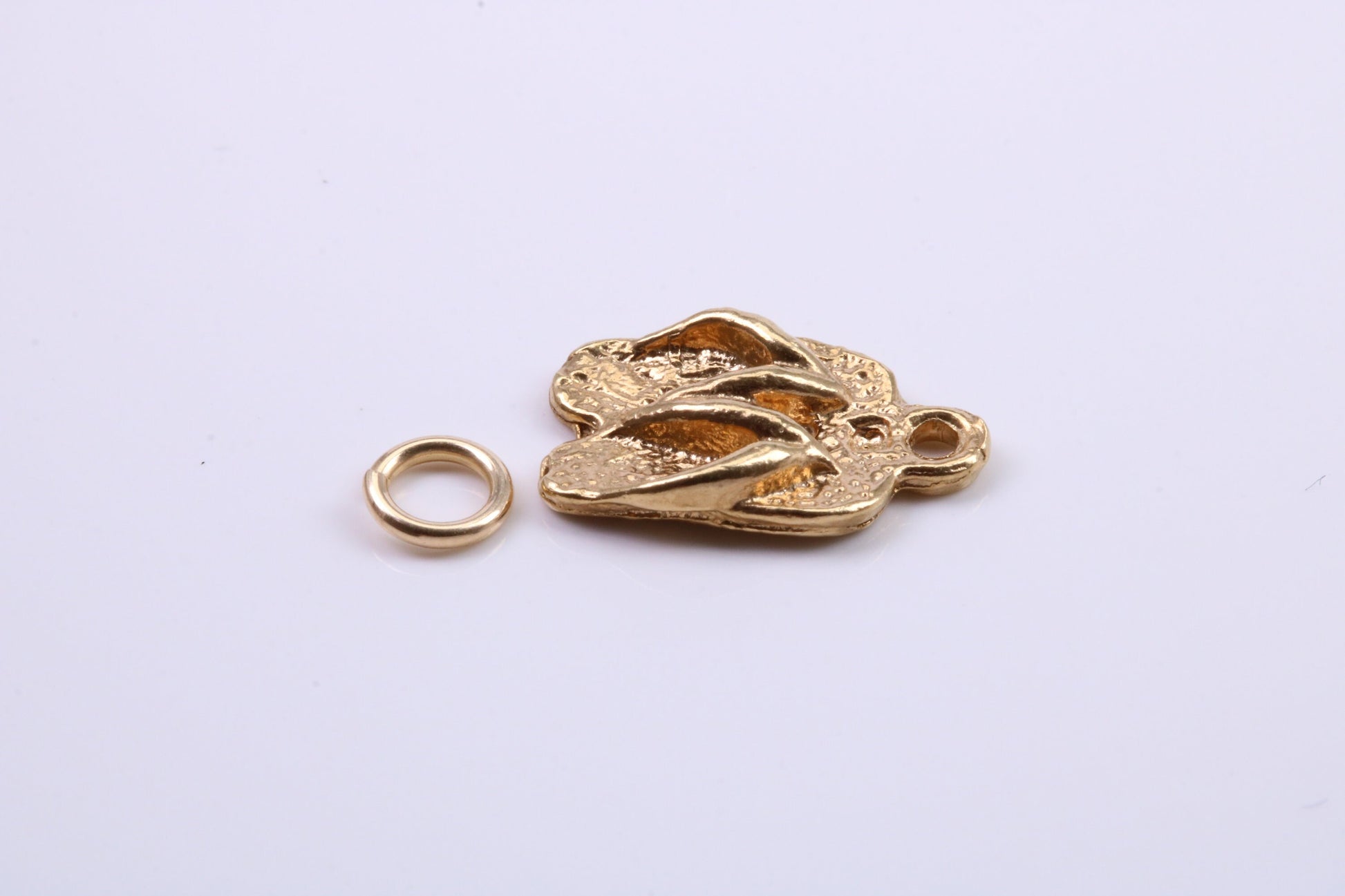 Flip Flops Charm, Traditional Charm, Made from Solid 9ct Yellow Gold, British Hallmarked, Complete with Attachment Link