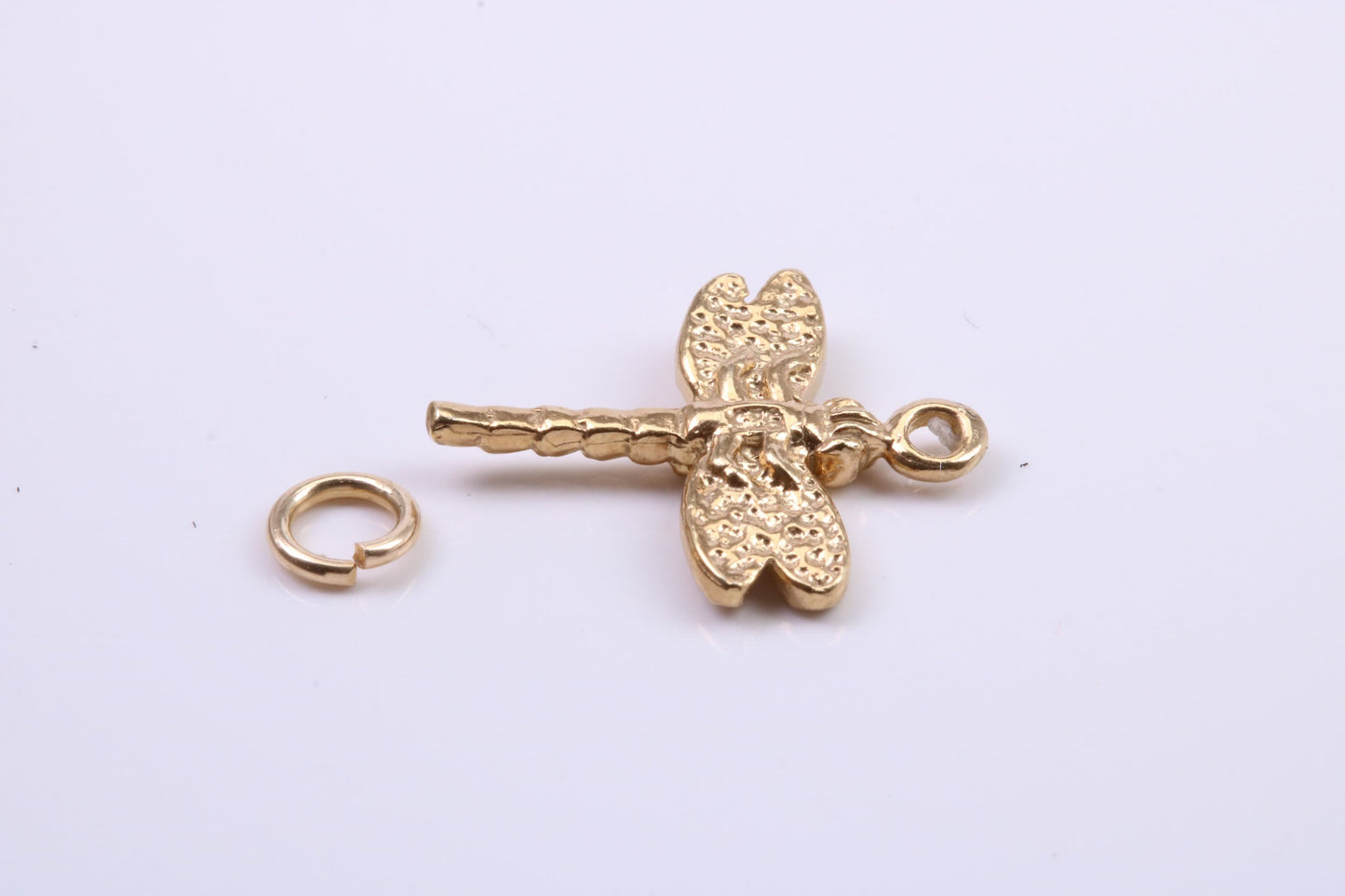 Dragon Fly Charm, Traditional Charm, Made from Solid 9ct Yellow Gold, British Hallmarked, Complete with Attachment Link