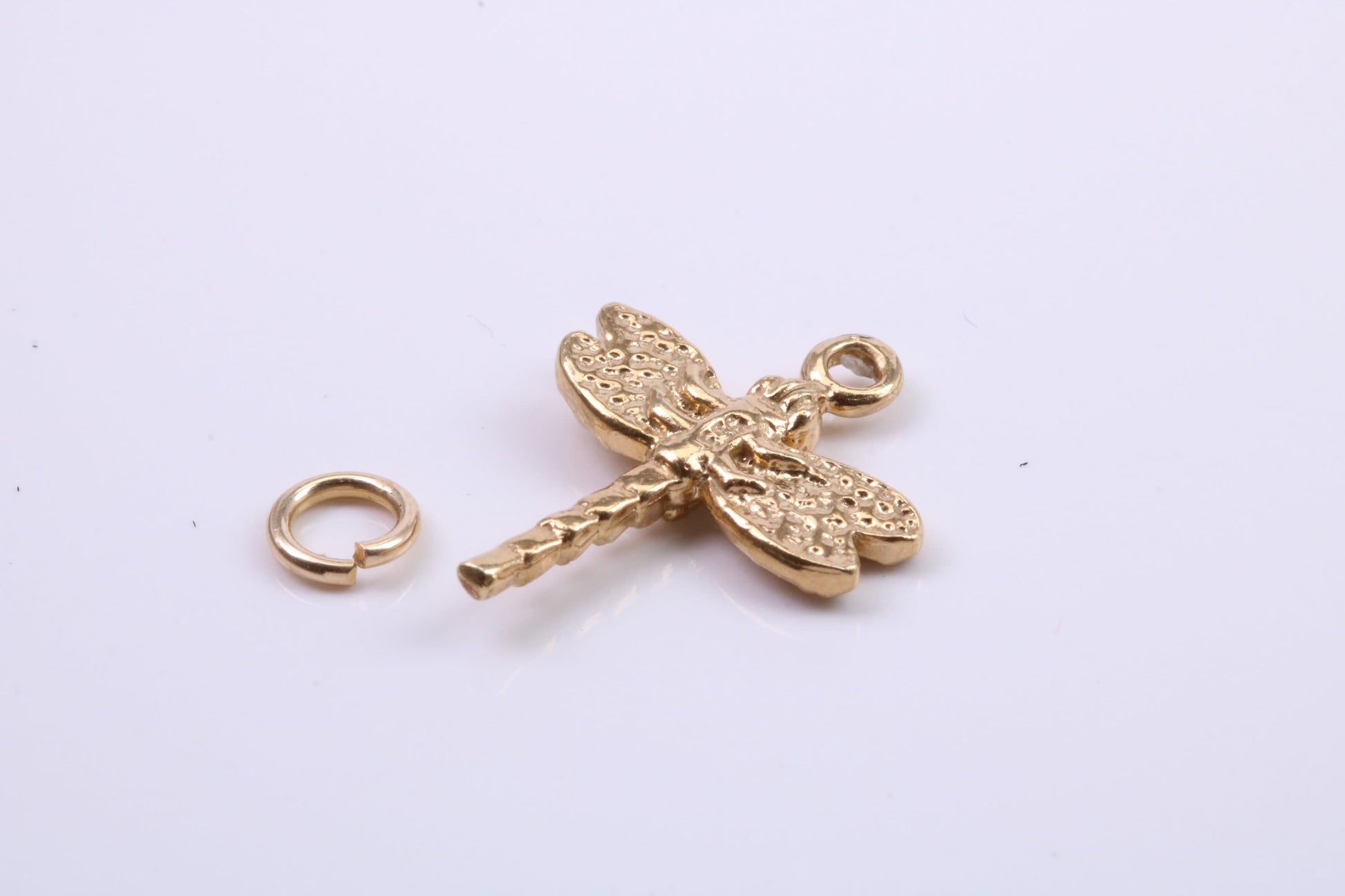 Dragon Fly Charm, Traditional Charm, Made from Solid 9ct Yellow Gold, British Hallmarked, Complete with Attachment Link