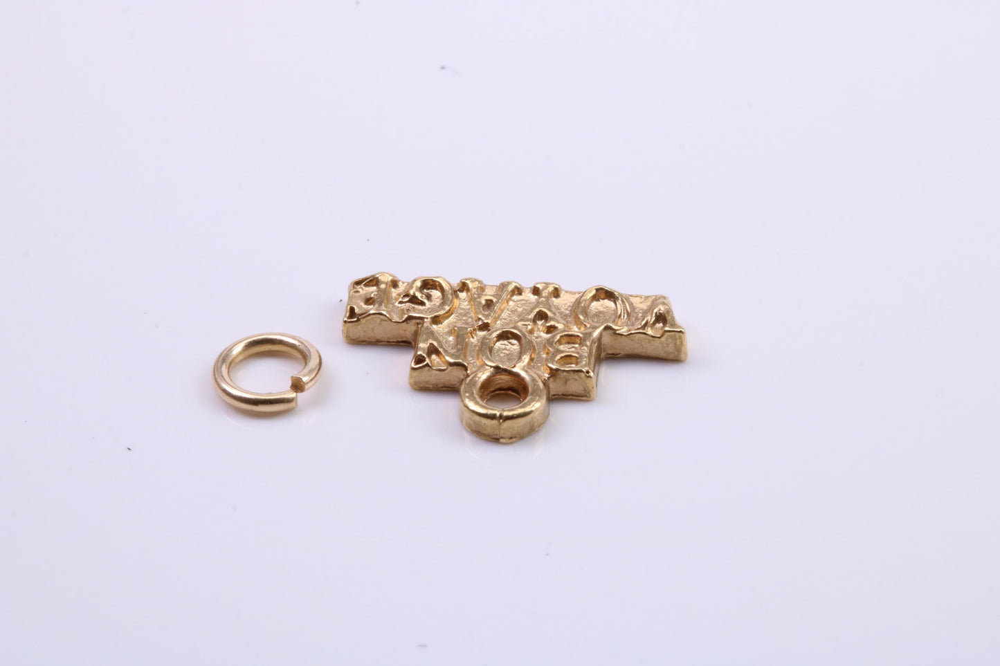 Bon Voyage Charm, Traditional Charm, Made from Solid 9ct Yellow Gold, British Hallmarked, Complete with Attachment Link