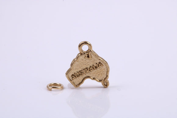 Australia Charm, Traditional Charm, Made from Solid 9ct Yellow Gold, British Hallmarked, Complete with Attachment Link