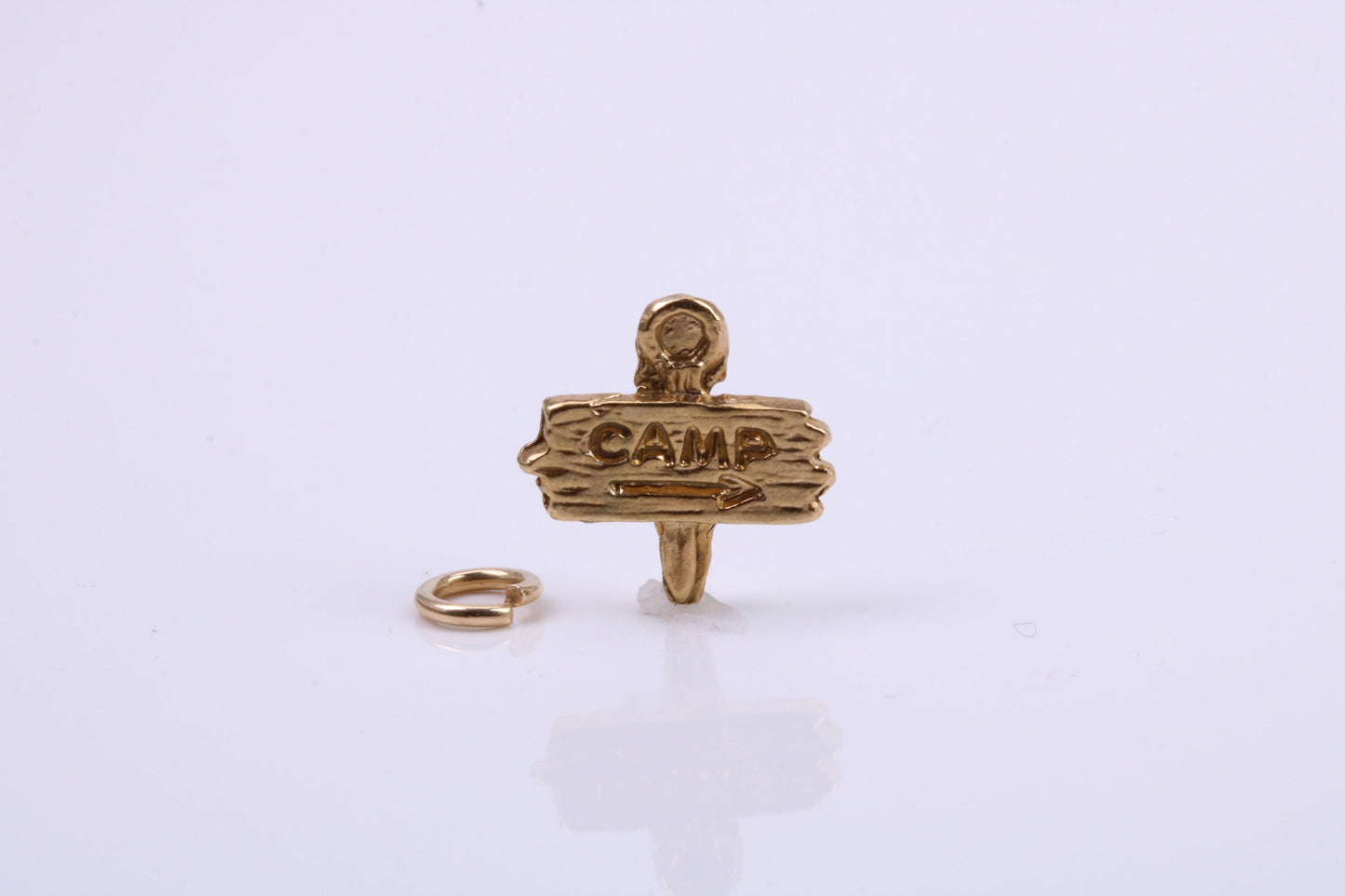 Camping Charm, Traditional Charm, Made from Solid 9ct Yellow Gold, British Hallmarked, Complete with Attachment Link