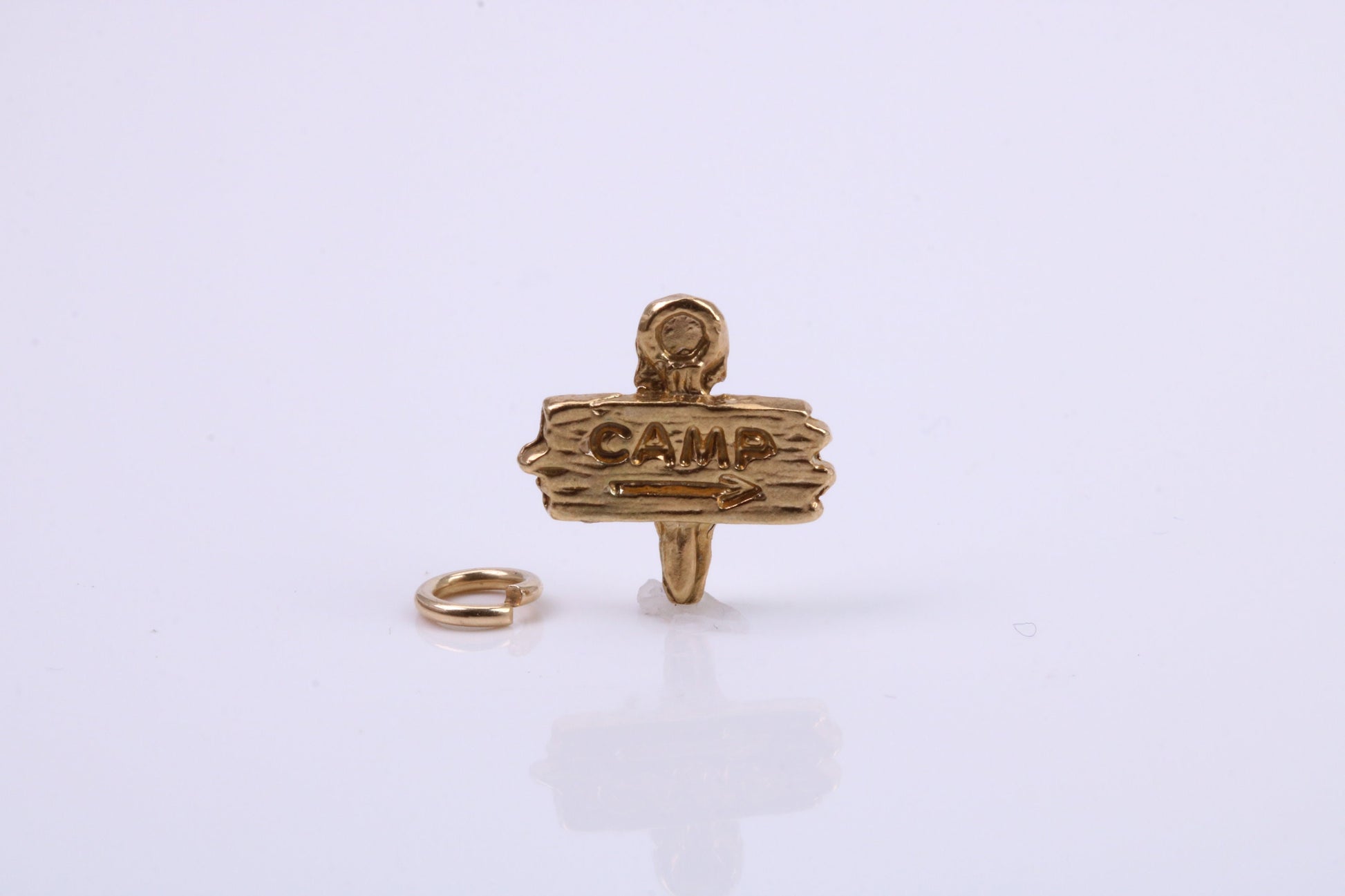 Camping Charm, Traditional Charm, Made from Solid 9ct Yellow Gold, British Hallmarked, Complete with Attachment Link