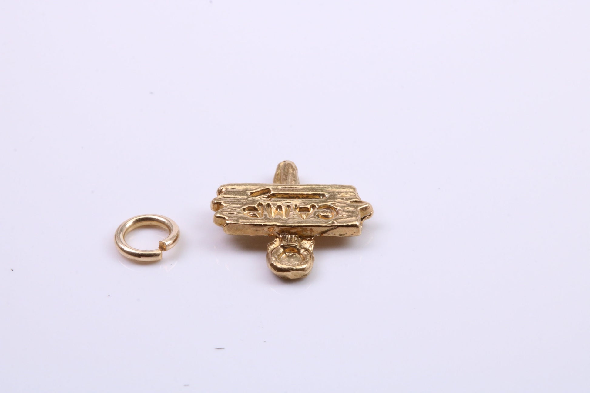 Camping Charm, Traditional Charm, Made from Solid 9ct Yellow Gold, British Hallmarked, Complete with Attachment Link