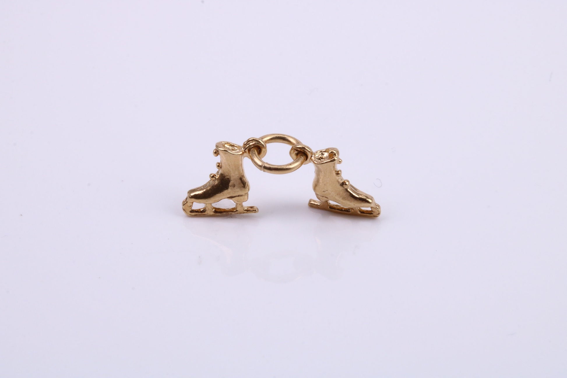 Pair of Ice Skates Charm, Traditional Charm, Made from Solid 9ct Yellow Gold, British Hallmarked, Complete with Attachment Link