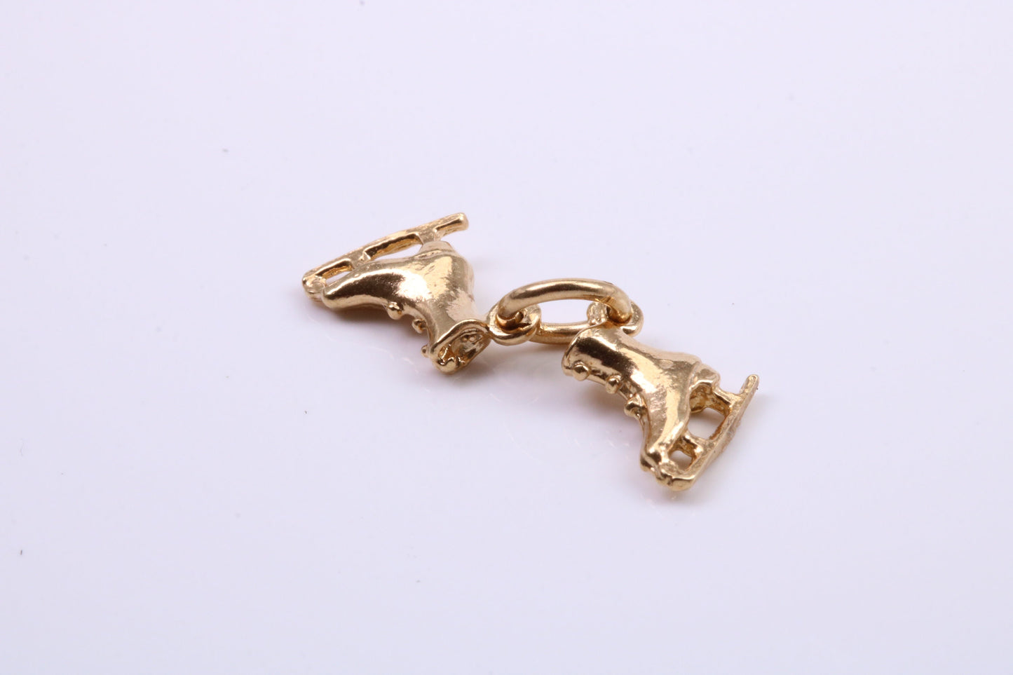Pair of Ice Skates Charm, Traditional Charm, Made from Solid 9ct Yellow Gold, British Hallmarked, Complete with Attachment Link
