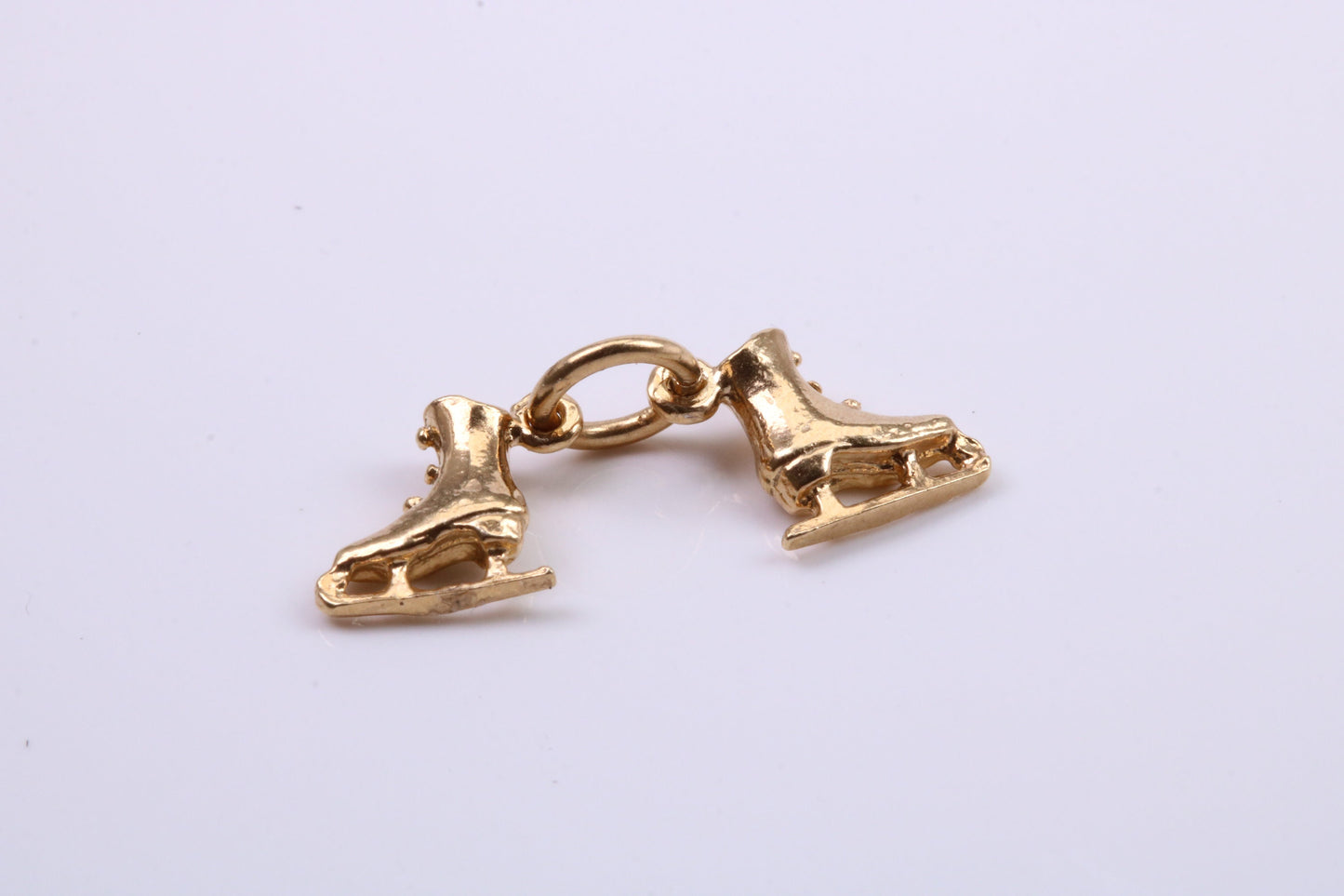 Pair of Ice Skates Charm, Traditional Charm, Made from Solid 9ct Yellow Gold, British Hallmarked, Complete with Attachment Link