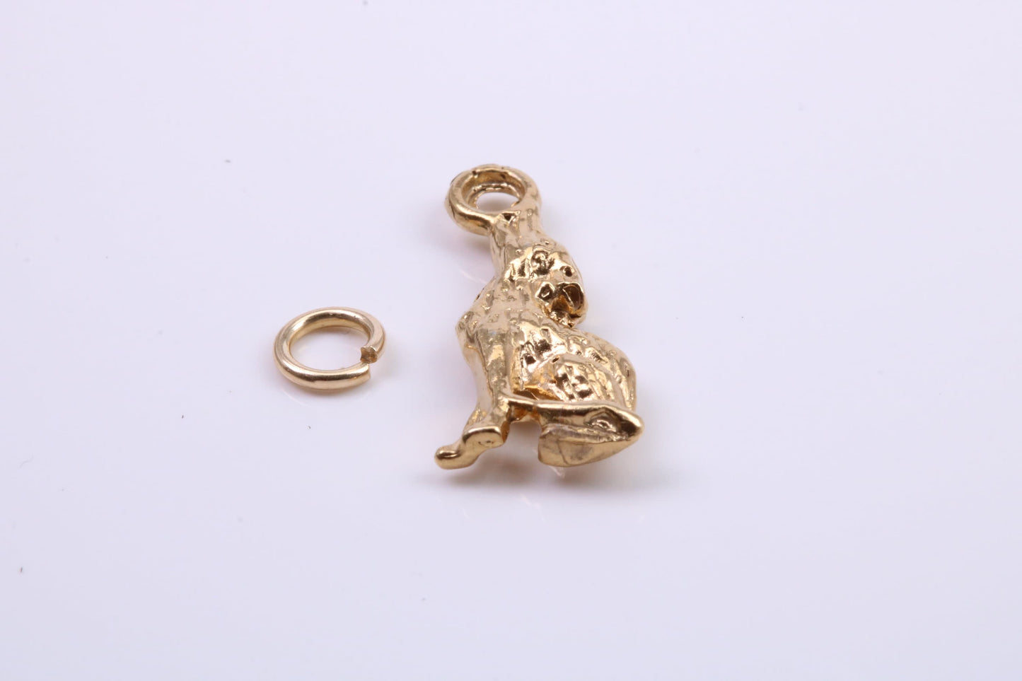 Wolf Charm, Traditional Charm, Made from Solid 9ct Yellow Gold, British Hallmarked, Complete with Attachment Link
