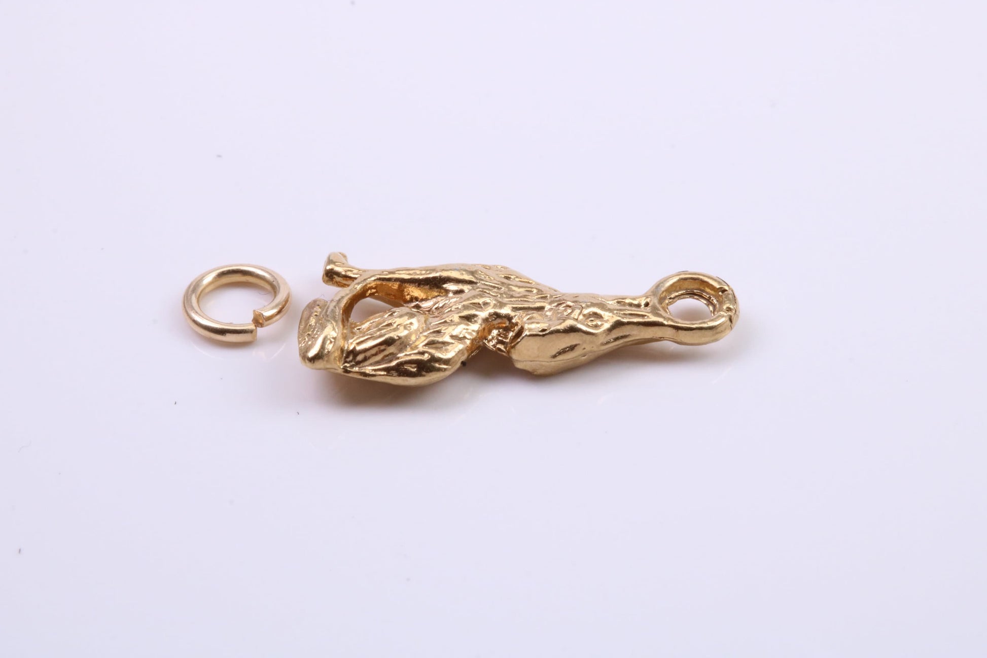 Wolf Charm, Traditional Charm, Made from Solid 9ct Yellow Gold, British Hallmarked, Complete with Attachment Link