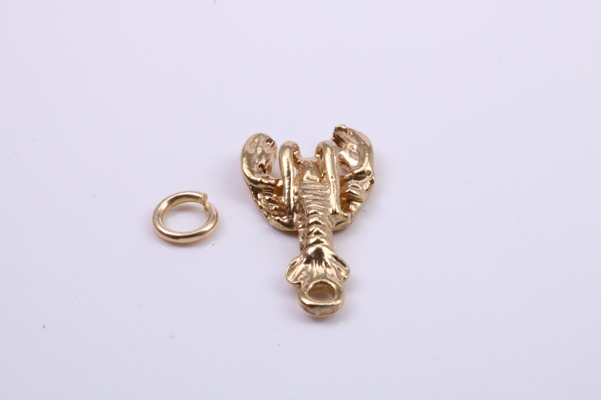 Lobster Charm, Traditional Charm, Made from Solid 9ct Yellow Gold, British Hallmarked, Complete with Attachment Link