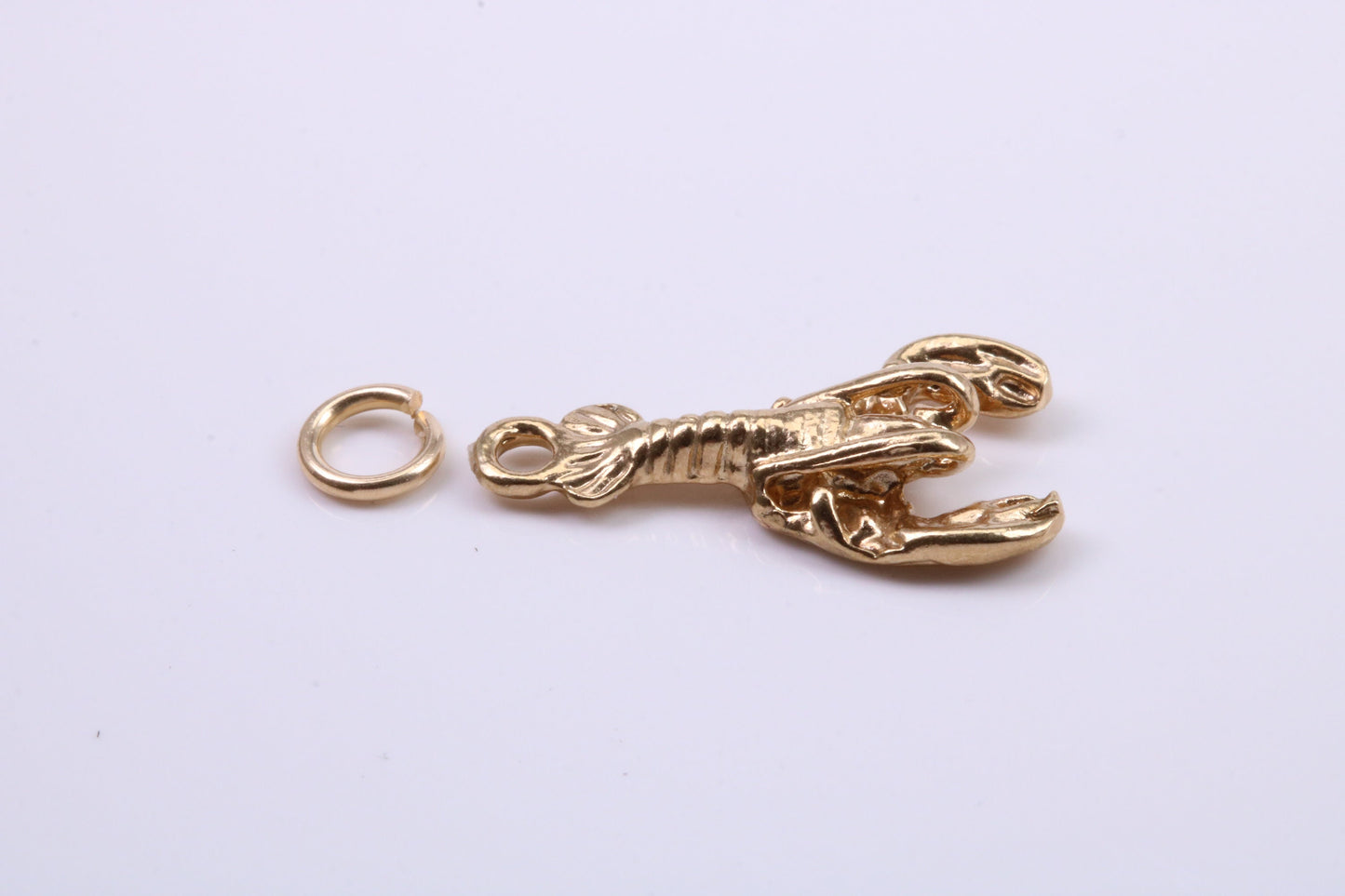 Lobster Charm, Traditional Charm, Made from Solid 9ct Yellow Gold, British Hallmarked, Complete with Attachment Link