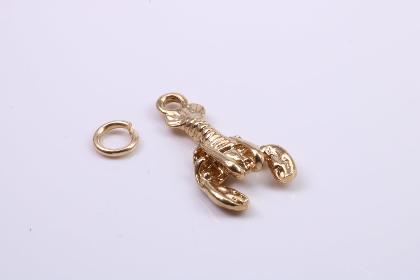 Lobster Charm, Traditional Charm, Made from Solid 9ct Yellow Gold, British Hallmarked, Complete with Attachment Link
