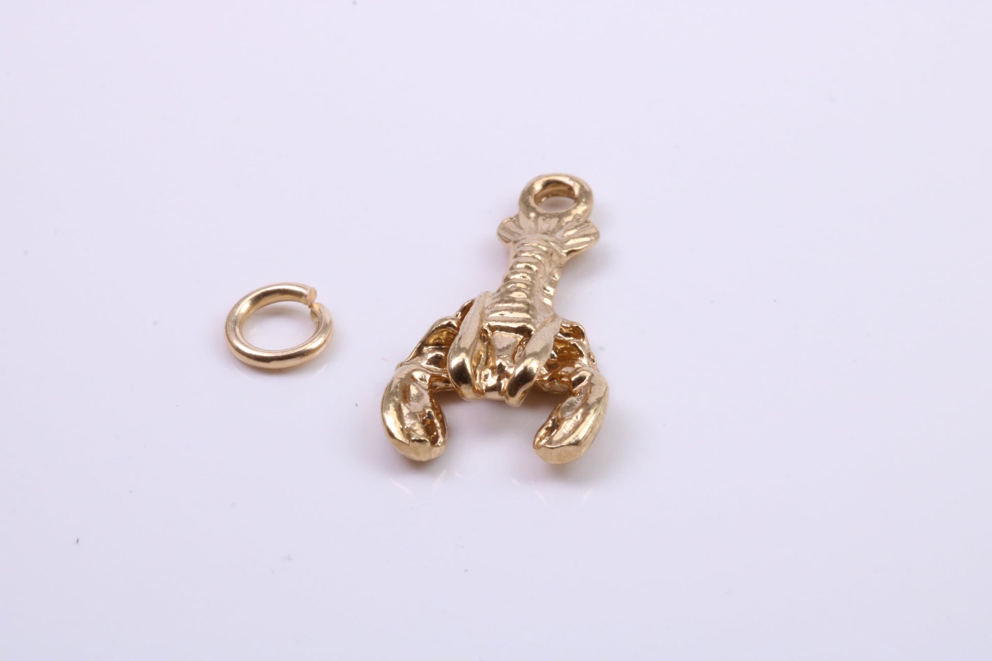 Lobster Charm, Traditional Charm, Made from Solid 9ct Yellow Gold, British Hallmarked, Complete with Attachment Link
