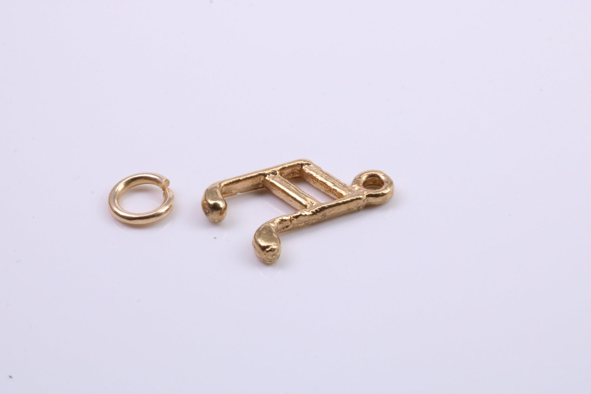 Musical Beam Note Charm, Traditional Charm, Made from Solid 9ct Yellow Gold, British Hallmarked, Complete with Attachment Link