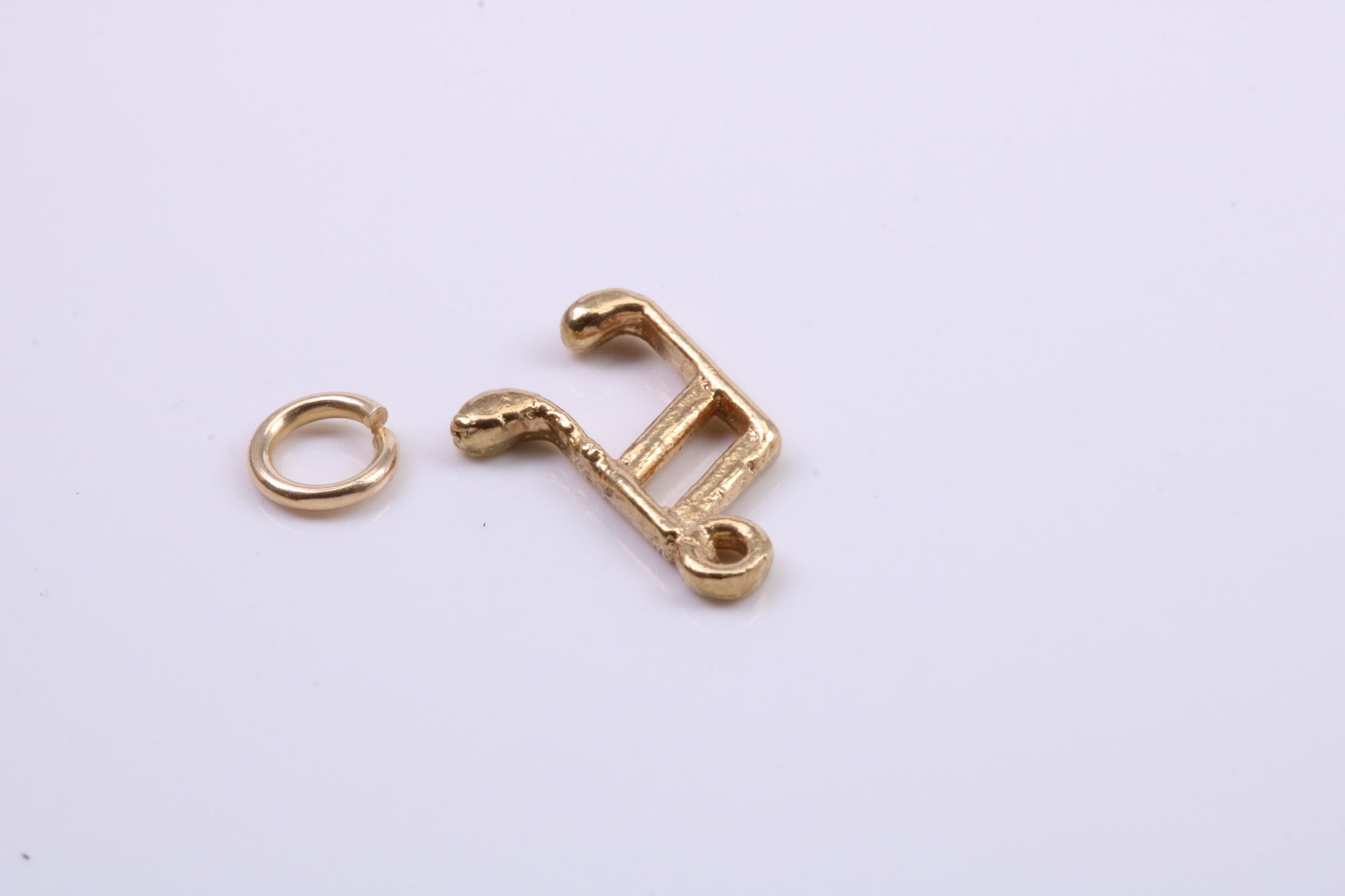 Musical Beam Note Charm, Traditional Charm, Made from Solid 9ct Yellow Gold, British Hallmarked, Complete with Attachment Link