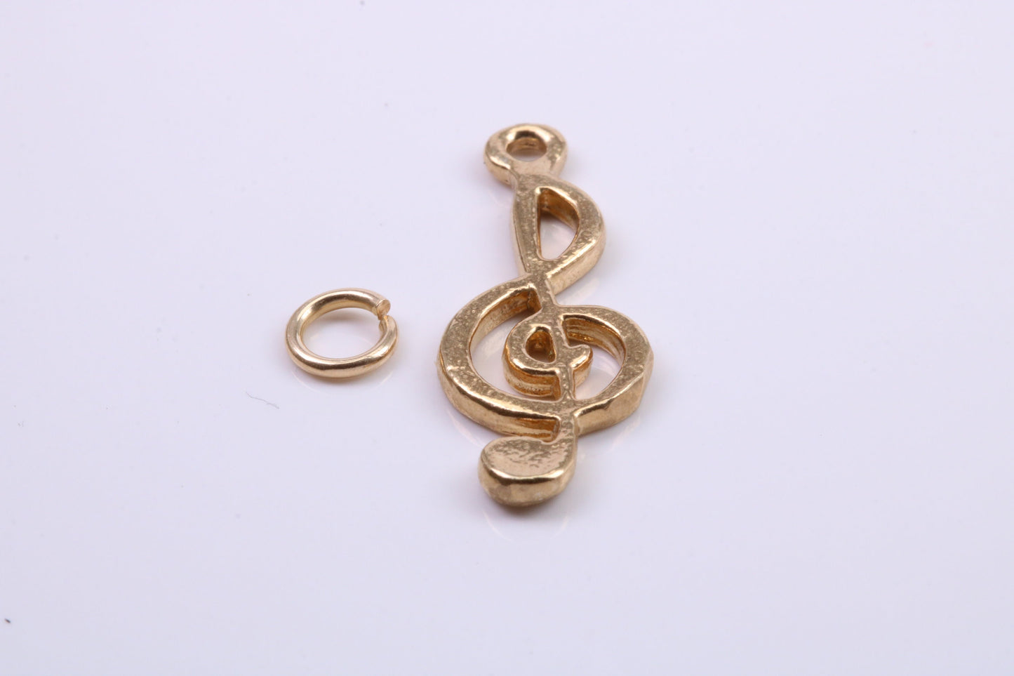 Musical Treble Clef Note Charm, Traditional Charm, Made from Solid 9ct Yellow Gold, British Hallmarked, Complete with Attachment Link