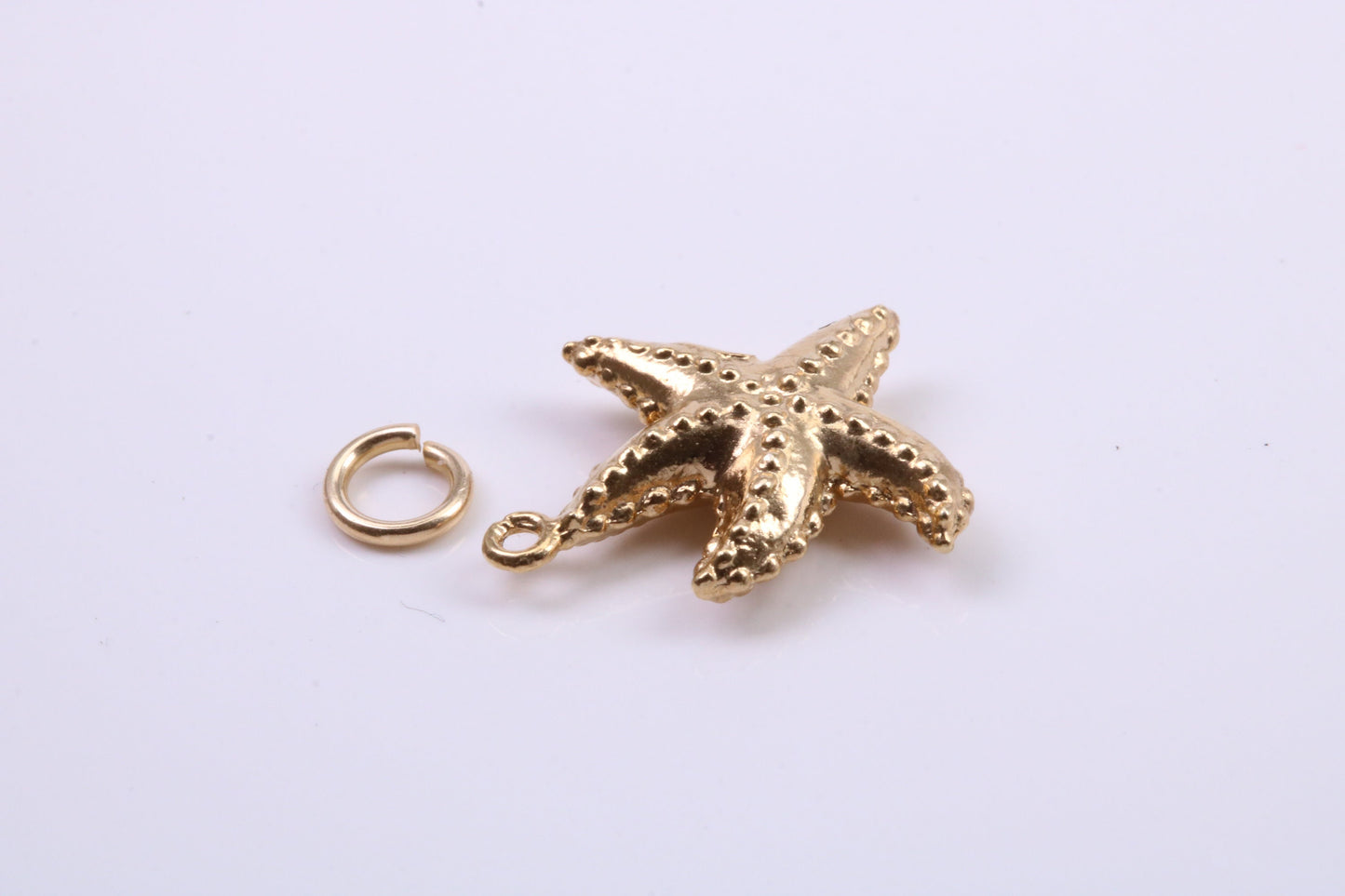 Star Fish Charm, Traditional Charm, Made from Solid 9ct Yellow Gold, British Hallmarked, Complete with Attachment Link