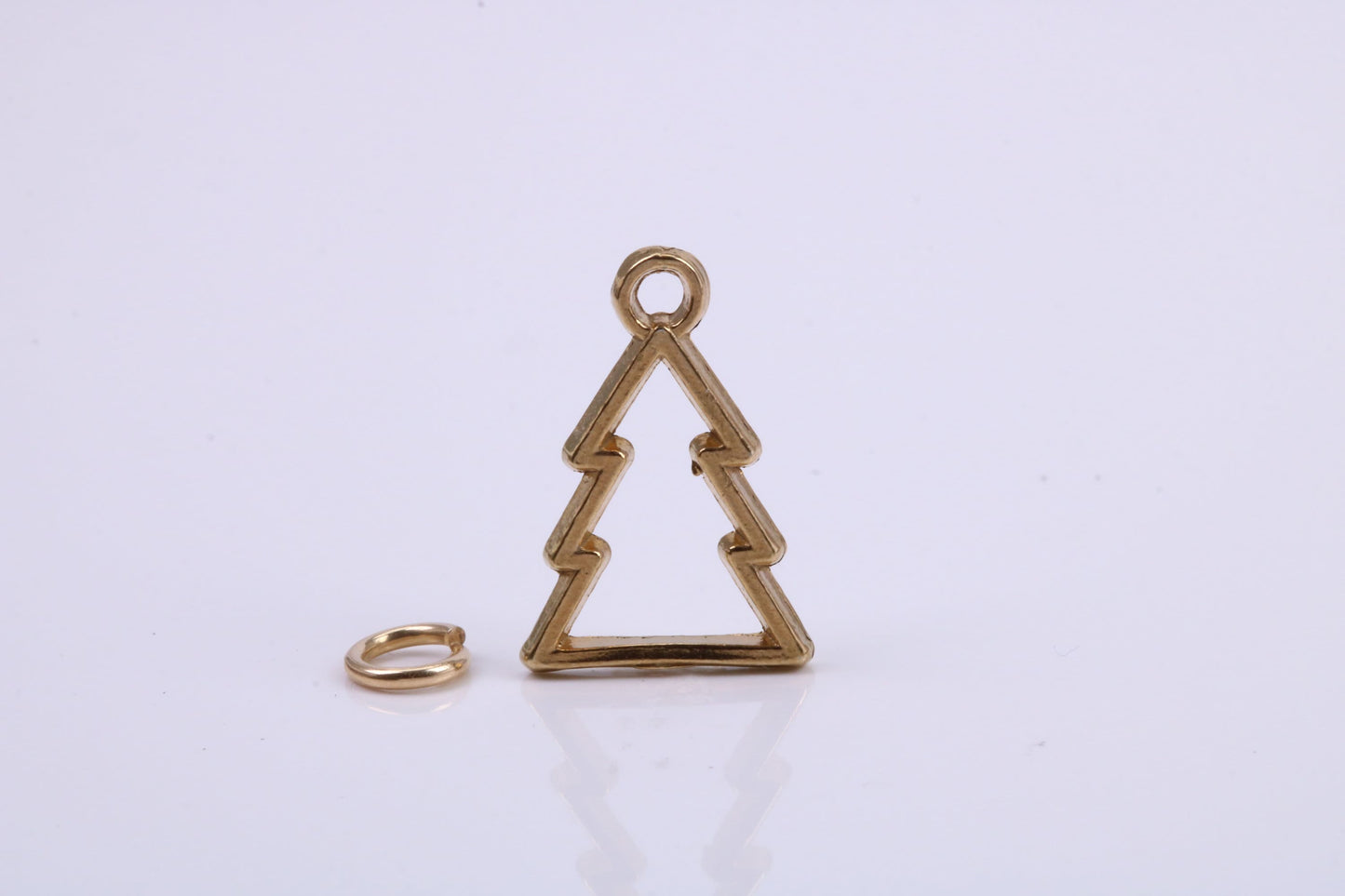 Christmas Tree Charm, Traditional Charm, Made from Solid 9ct Yellow Gold, British Hallmarked, Complete with Attachment Link