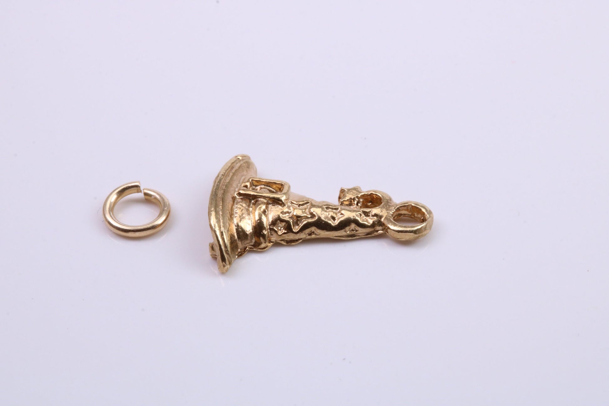 Wizards Hat Charm, Traditional Charm, Made from Solid 9ct Yellow Gold, British Hallmarked, Complete with Attachment Link