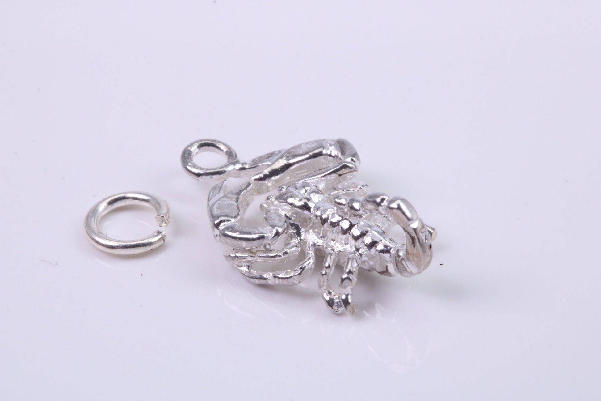 Scorpio Zodiac Sign Charm, Traditional Charm, Made from Solid 925 Grade Sterling Silver, Complete with Attachment Link