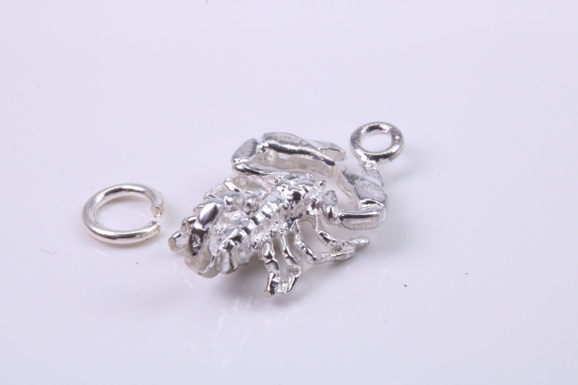 Scorpio Zodiac Sign Charm, Traditional Charm, Made from Solid 925 Grade Sterling Silver, Complete with Attachment Link
